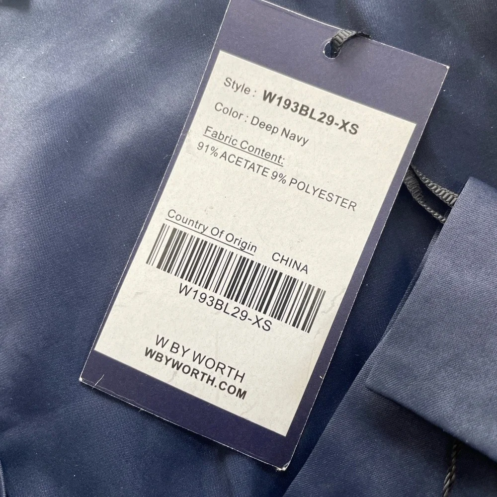 W by Worth Deep Navy Satin Half-Zip Blouse Size XS NWT - Picture 5 of 5